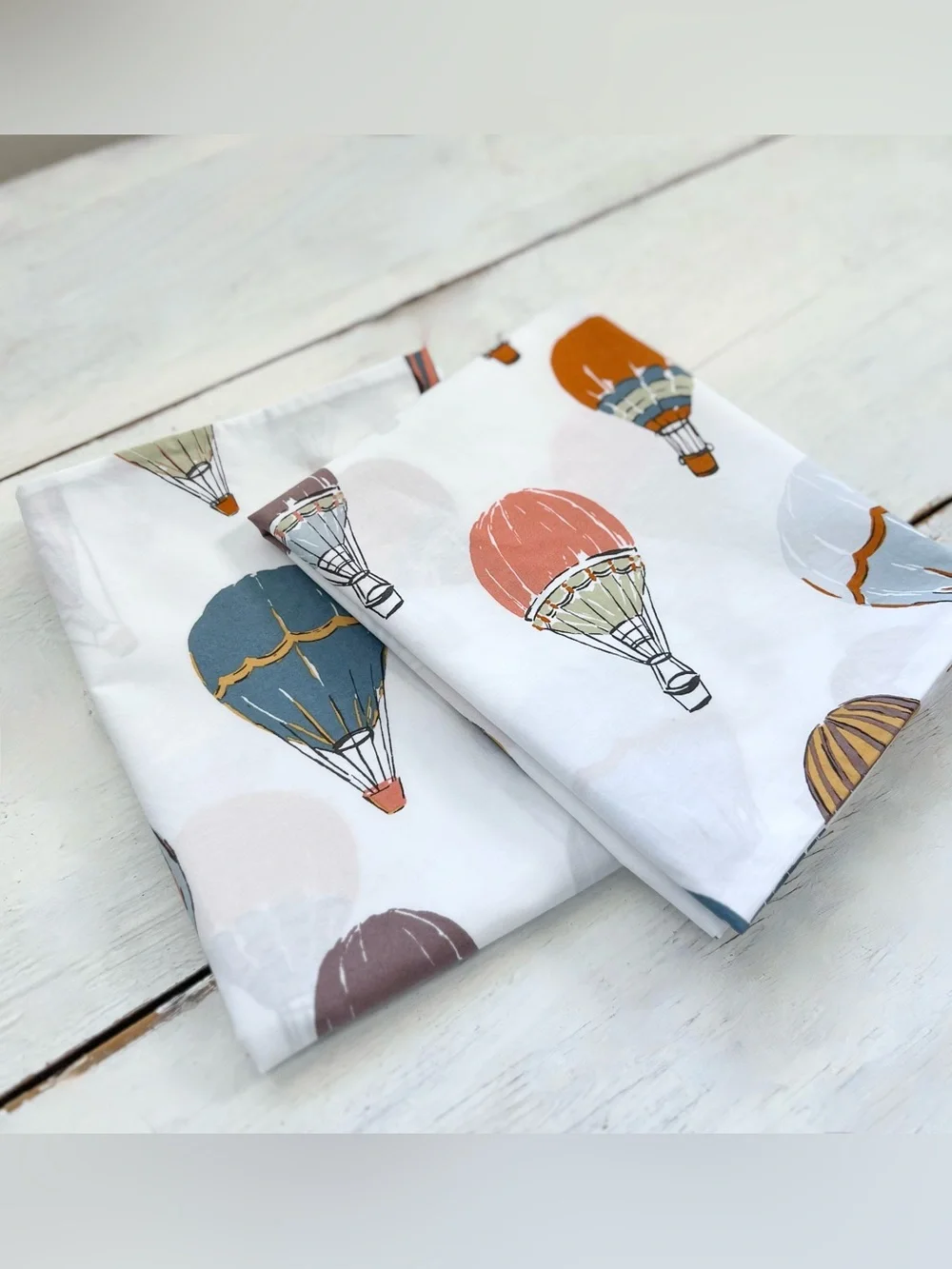 2 Garnet Hill Up In The Air STANDARD Pillowcases Hot Air Balloon Cotton Colorful
